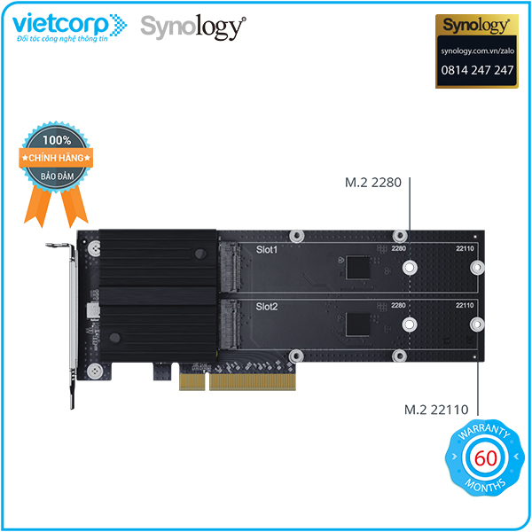 Phụ kiện M.2 NVMe SSD adapter card Synology M2D20 - Hàng Chính Hãng