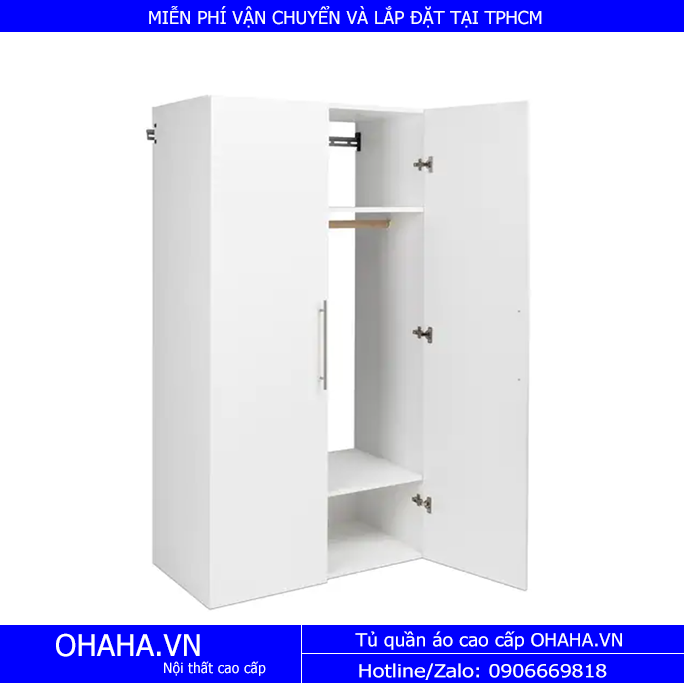 Tủ Quần Áo Gỗ Hiện Đại Hai Cánh Mở 01T-OHAHA