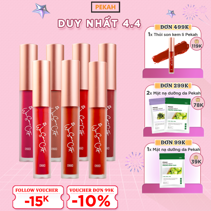 Son Kem Lì Mịn Môi PEKAH WINSOME COTTON TINT Son kem lì Hàn Quốc 4.5g