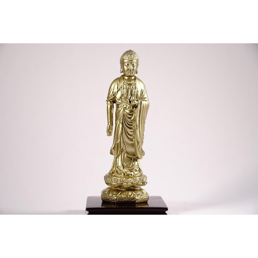 Tượng phật A Di Đà đứng có đế mạ đồng - Cao 13cm