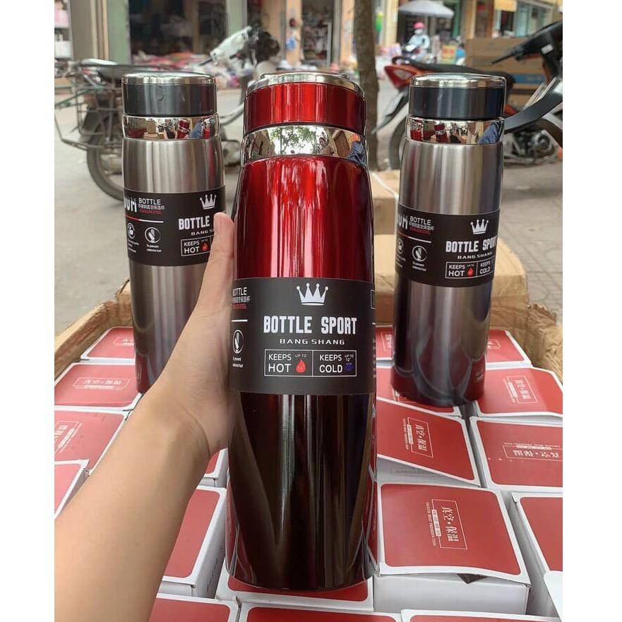 BÌNH GIỮ NHIỆT RUỘT INOX 1000ML CÓ QUAI XÁCH TIỆN DỤNG
