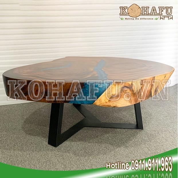 Bàn sofa/ Bàn gỗ me tây nguyên khối/ Bàn sofa epoxy KE20029