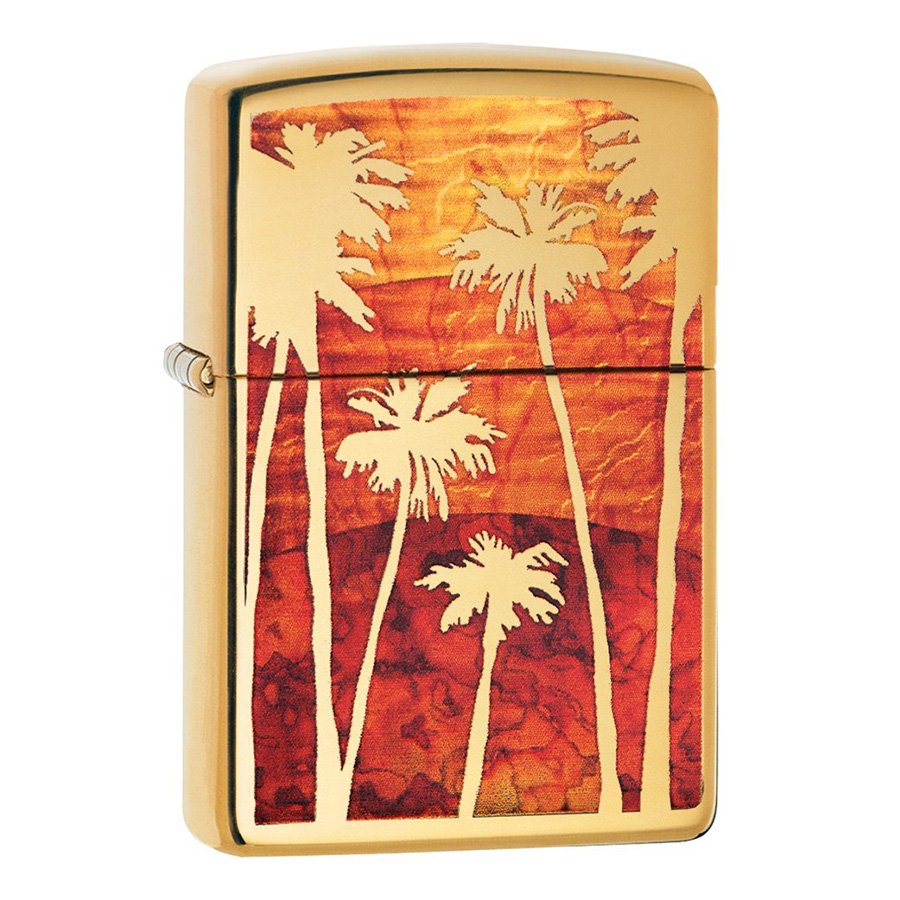 Bật Lửa Zippo 29420 - Palm Tree Sunset High Polish Brass