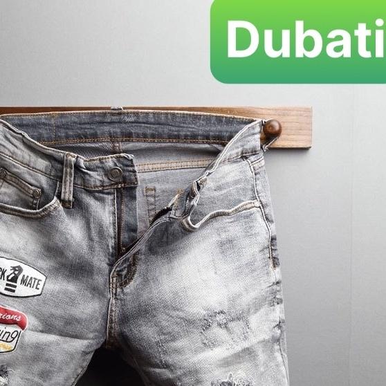 QUẦN SHORT JEAN NAM, QUẦN SỌT JEAN PHỐI LOGO THÊU CÁ TÍNH THỜI TRANG CAO CẤP - DB 180- DUBATI FASHION