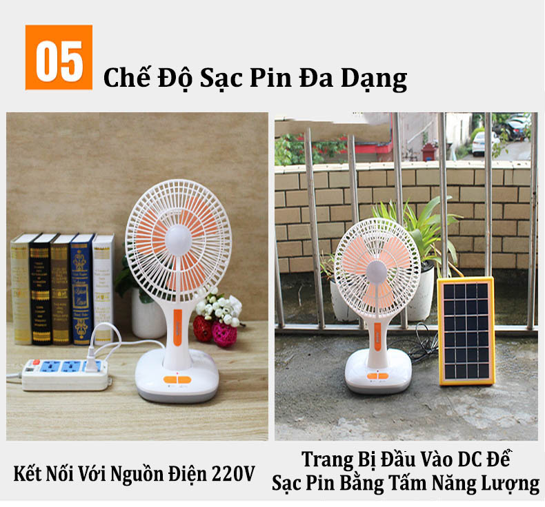 Quạt tích điện ông tây 2 in 1 KM-F0166 kiêm đèn Led gấp gọn đa năng