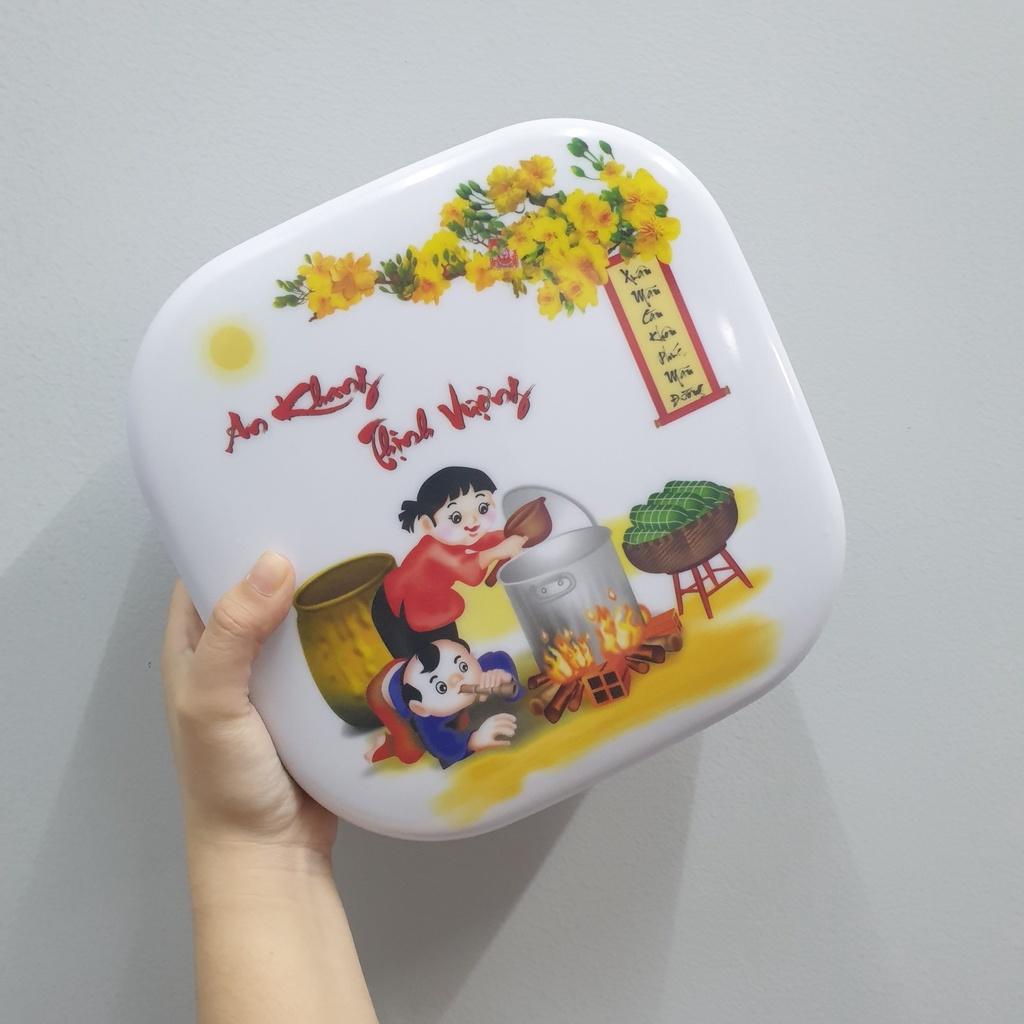 Hộp mứt TẾT nhựa melamine xinh xắn kiểu lục giác, vuông, mứt xoay