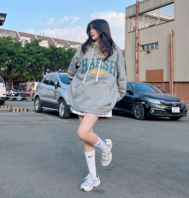 Áo Hoodie HARSH Ulzzang Unisex nam nữ Chất Nỉ Bông Form Basic Style Ulzzang, Áo hoodie HARSII màu trắng ảnh thật unisex ( nam nữ mặc đều được), Áo hoodie nỉ bông HARSH unisex nam nữ