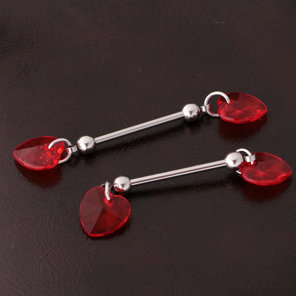 1 Pair Vintage Heart Nipple Bar Ring Stainless Steel Body Piercing Jewelry