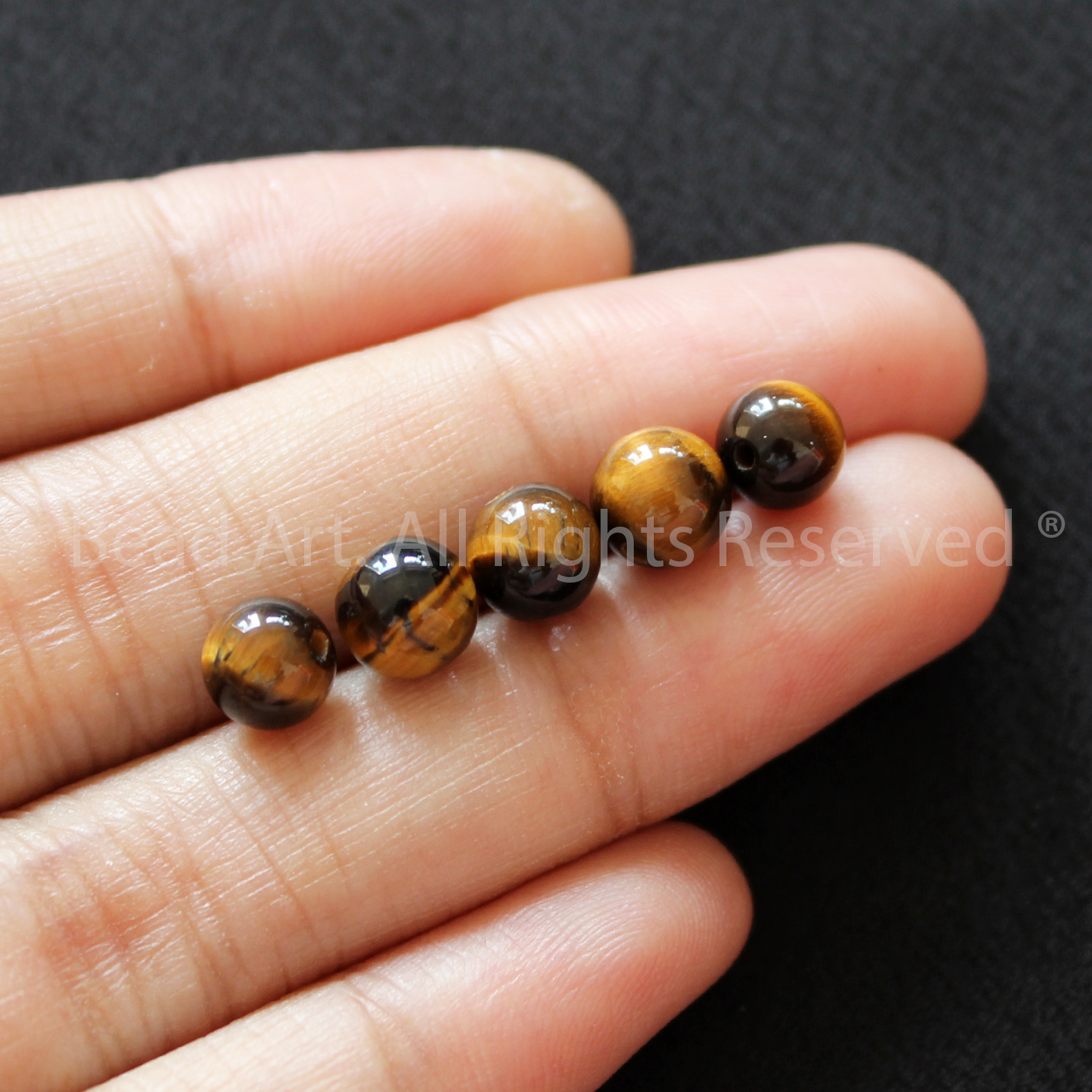 [1 Hạt/ 3 Hạt] 6MM Đá Mắt Hổ Vàng Nâu, Brown Tiger Eye, Mắt Cọp Vàng Tự Nhiên Loại B, Đá Phối Vòng Tay Phong Thuỷ, Chuỗi Hạt, Mệnh Thổ, Kim - Bead Art
