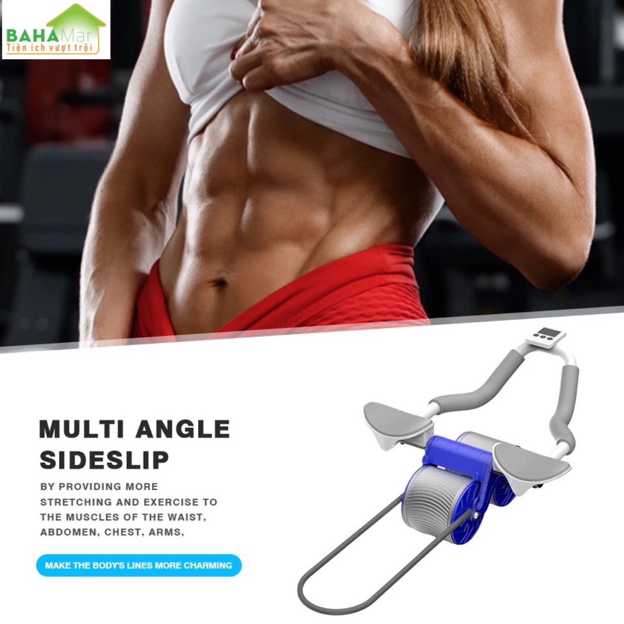 CON LĂN TẬP THỂ DỤC 2 IN 1 TỰ ĐỘNG LĂN TẠO CƠ BỤNG PHẲNG VÀ HỖ TRỢ KHUỶU TAY "BAHAMAR" Hoàn hảo cho phòng tập thể dục tại nhà, đủ tiện lợi để đi du lịch