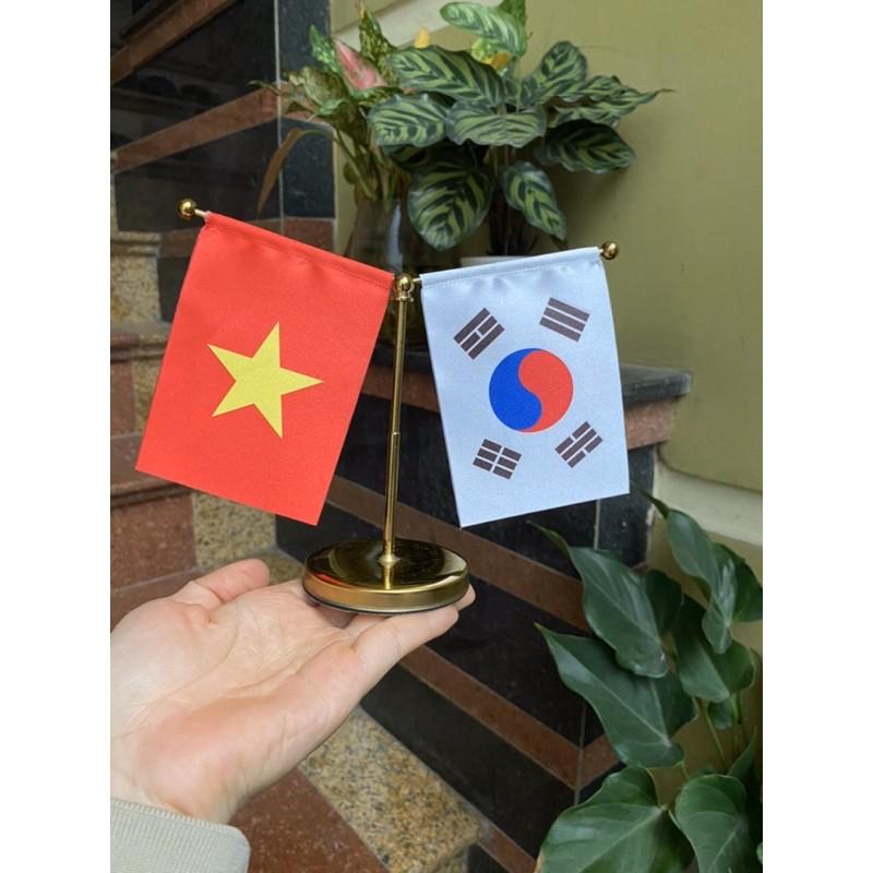 Cờ việt hàn mini trang trí oto