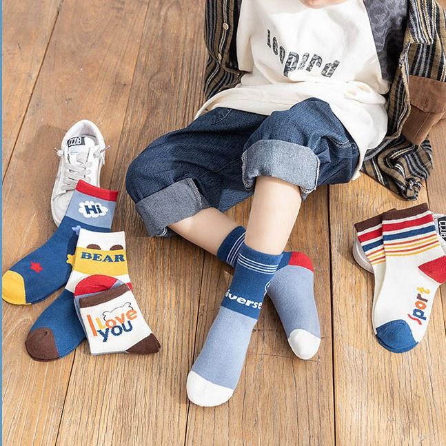 Set 5 đôi tất len cao cổ cho bé trai và bé gái nhiều màu sắc size từ 1 đến 13 tuổi
