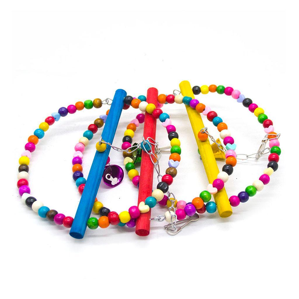 Bird Wooden Cage Perch Toys Parrot Swing for Macaw African Greys