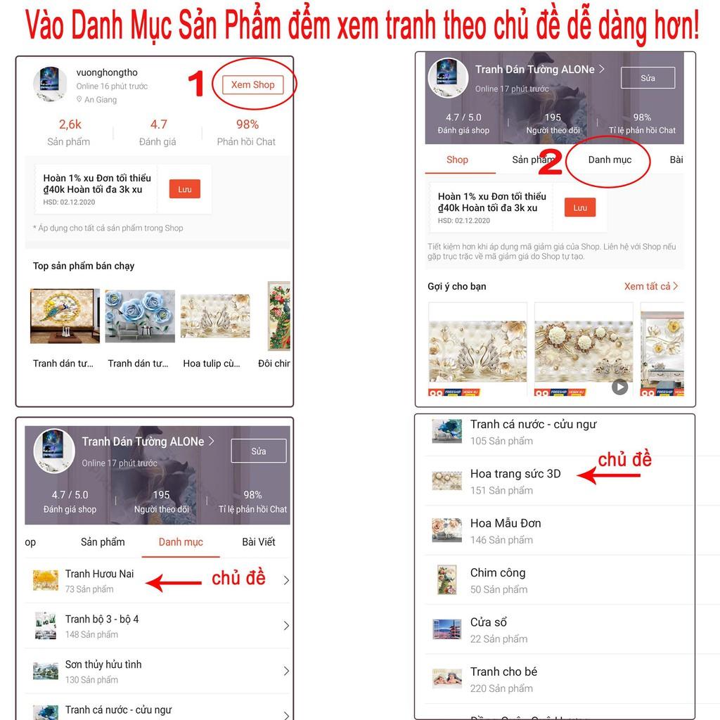 Tranh dán tường Đôi chim công vui vẻ, Tranh dán tường 3d hiện đại , MS1133075