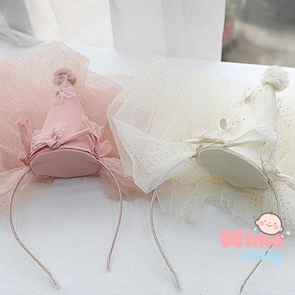 Bờm chóp đính voan lấp lánh, mũ cô dâu cho bé gái BD49 Mimo Baby