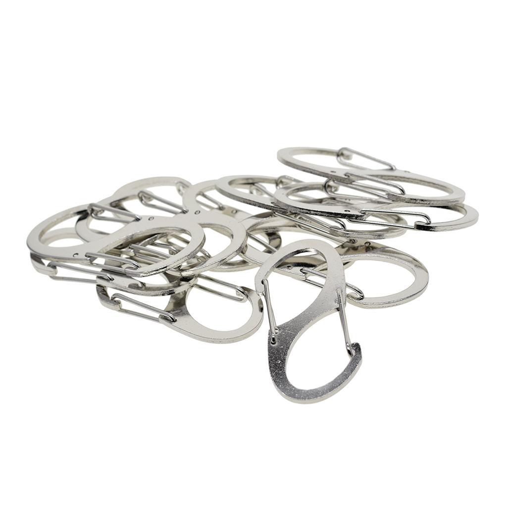 10 Pieces Steel Dual Carabiner Clip Keychain Clip With  Keyrings