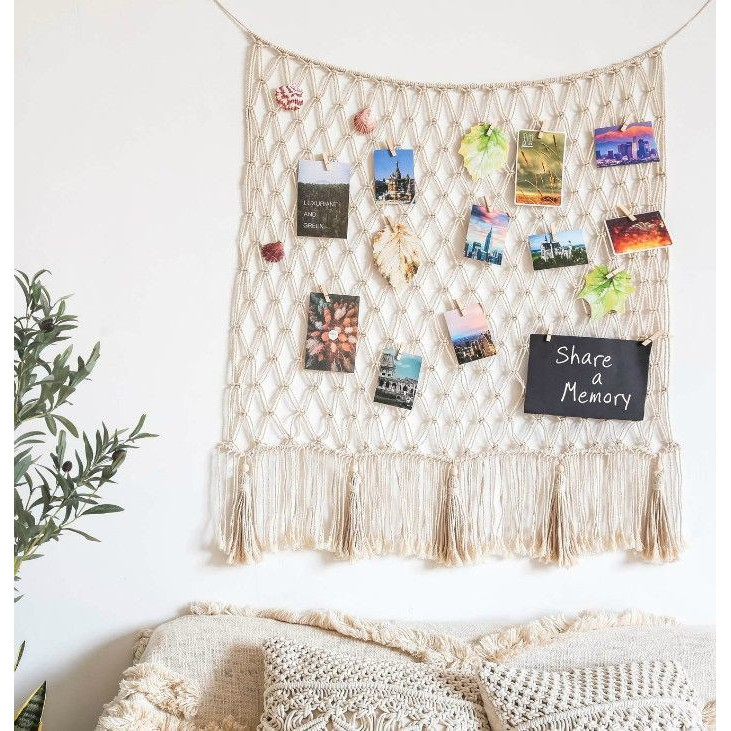 Rèm treo ảnh trang trí tết macrame phong cách boho