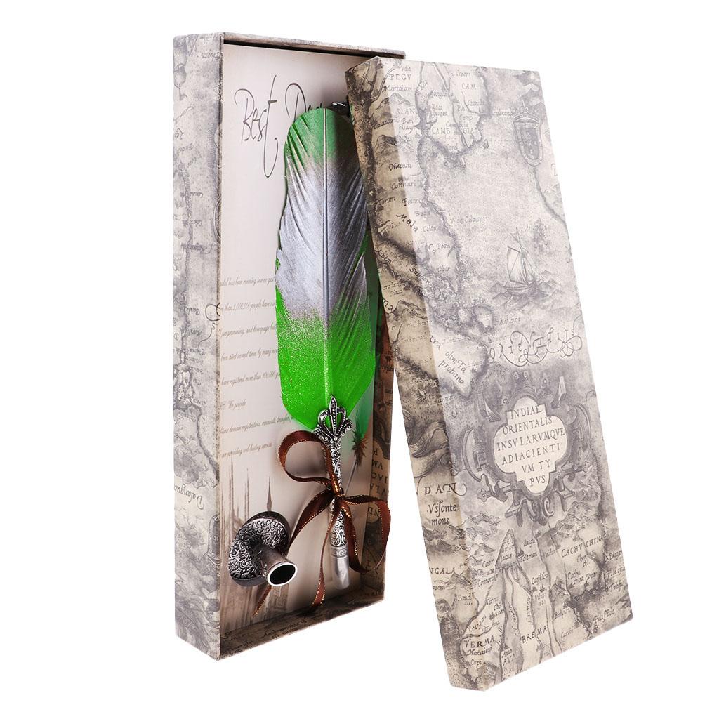 Antique Dip Feather Pen Set with 5pcs Nibs Pen Stand Birthday Wedding Christmas Gift