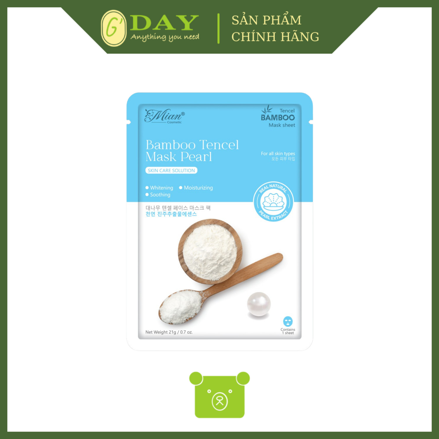 Mặt Nạ Dưỡng Da Mian Bamboo Tencel Mask Pearl Chiết Xuất Ngọc Trai 21g
