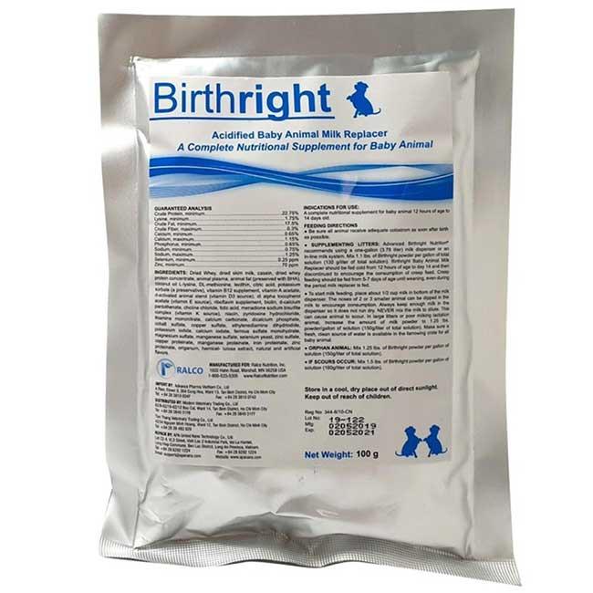 Sữa bột thay thế sữa mẹ cho Chó con & Mèo con Birthright, gói 100g