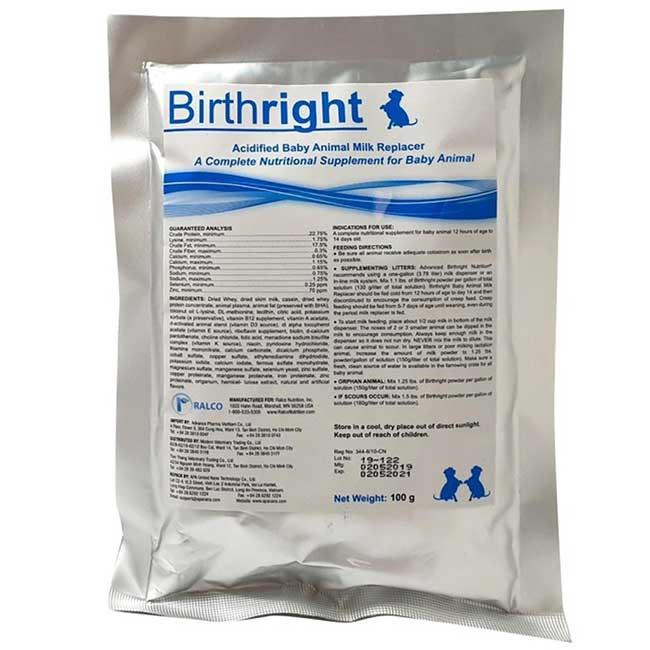 Sữa bột thay thế sữa mẹ cho Chó con &amp; Mèo con Birthright, gói 100g