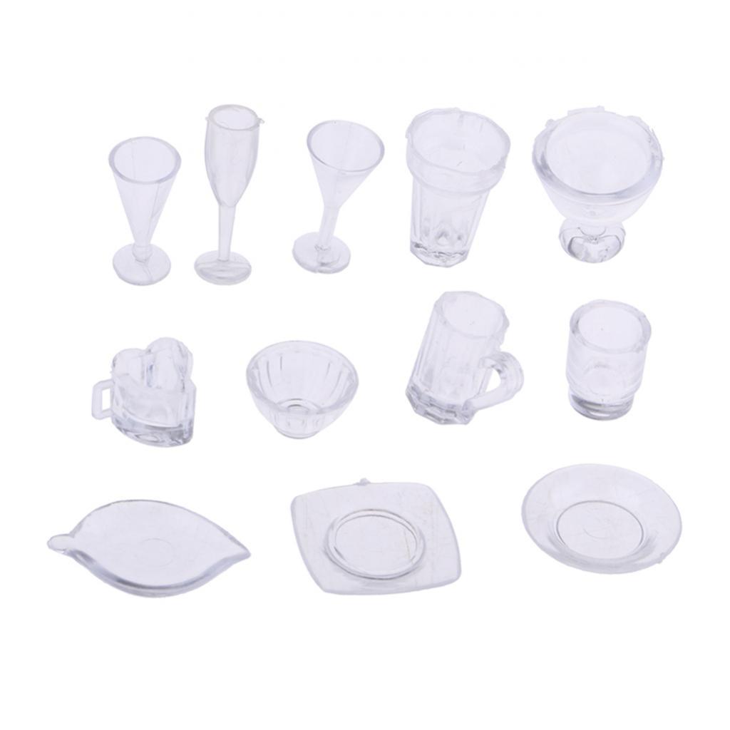 Tooyful Nhà Búp Bê Lắp Ghép Mô Hình Thu Nhỏ: Bộ 13 Mini Bát, Đĩa, Chén, Đĩa Bộ Đồ Ăn Bộ, tỉ Lệ 1:12