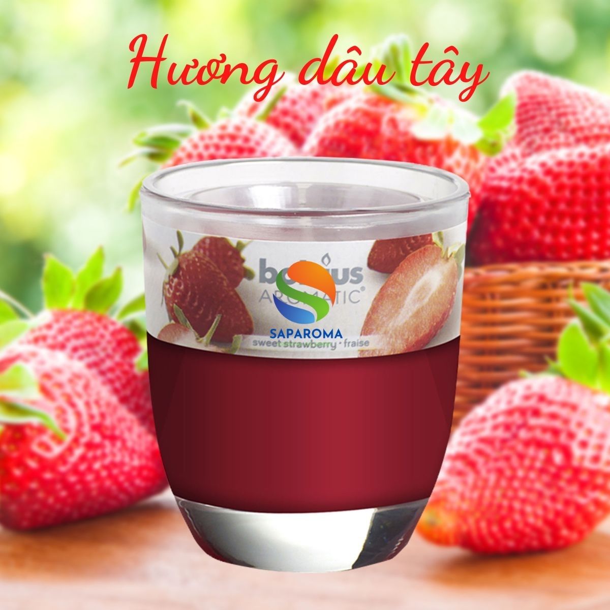 Ly nến thơm tinh dầu Bolsius Sweet Strawberry 105g QT024335 - hương dâu tây, nến trang trí, thơm phòng, thư giãn, Hỗ trợ khử mùi