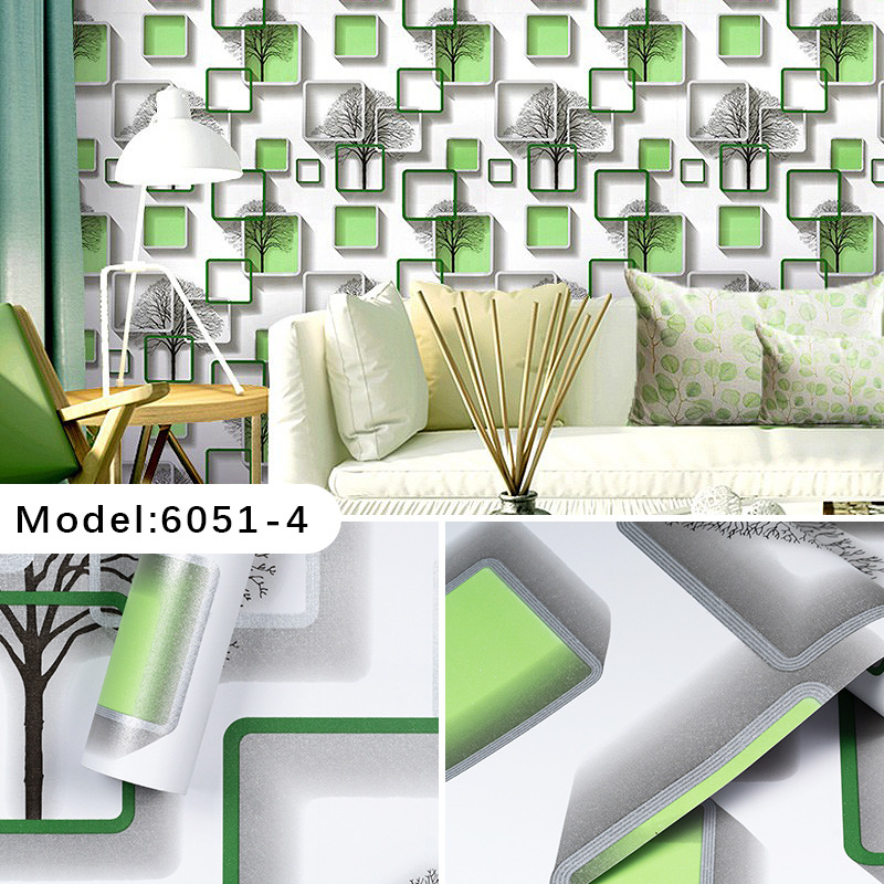 Combo 10 mét giấy dán tường, decal dán tường trang trí nhà cửa Ô VUÔNG CÂY XANH LÁ khổ 45cm