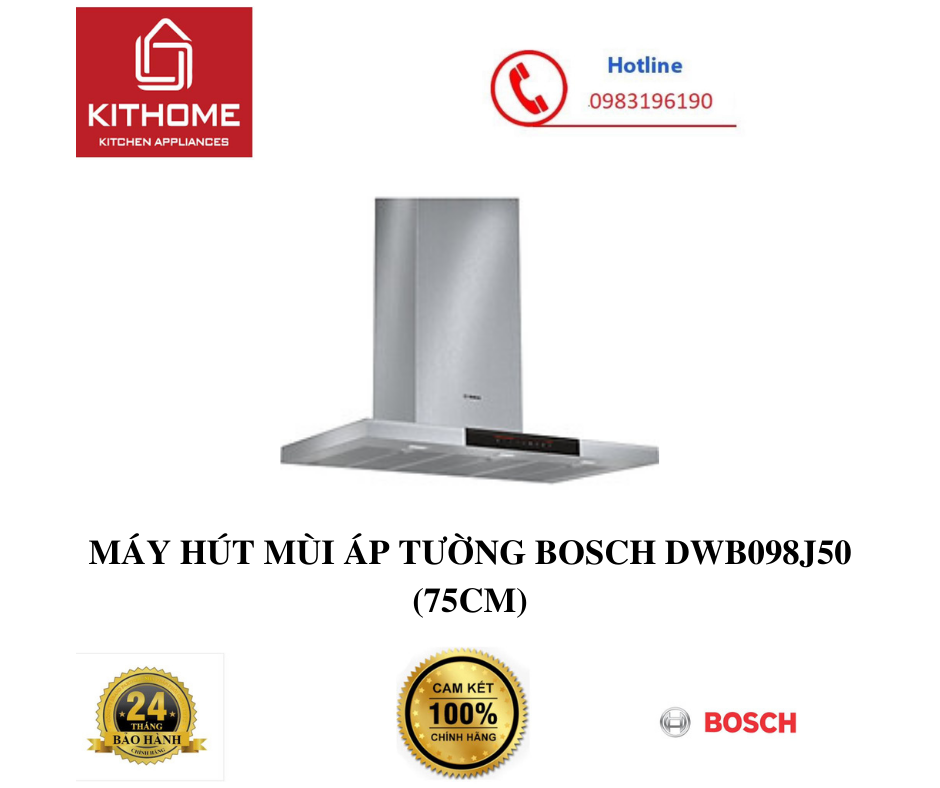 MÁY HÚT MÙI ÁP TƯỜNG BOSCH DWB098J50 (75CM) - HÀNG CHÍNH HÃNG