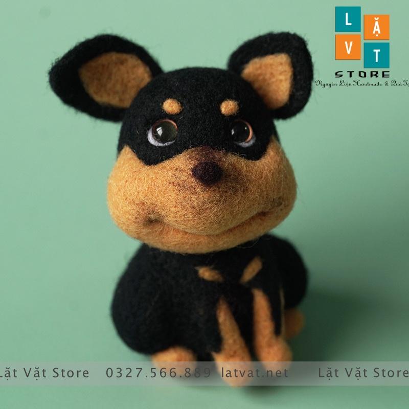 Bộ len chọc chú "Tró" trên ô tô - Needle felting dog - tự làm đồ DIY móc khoá hình chú chó đang ngồi dễ thương