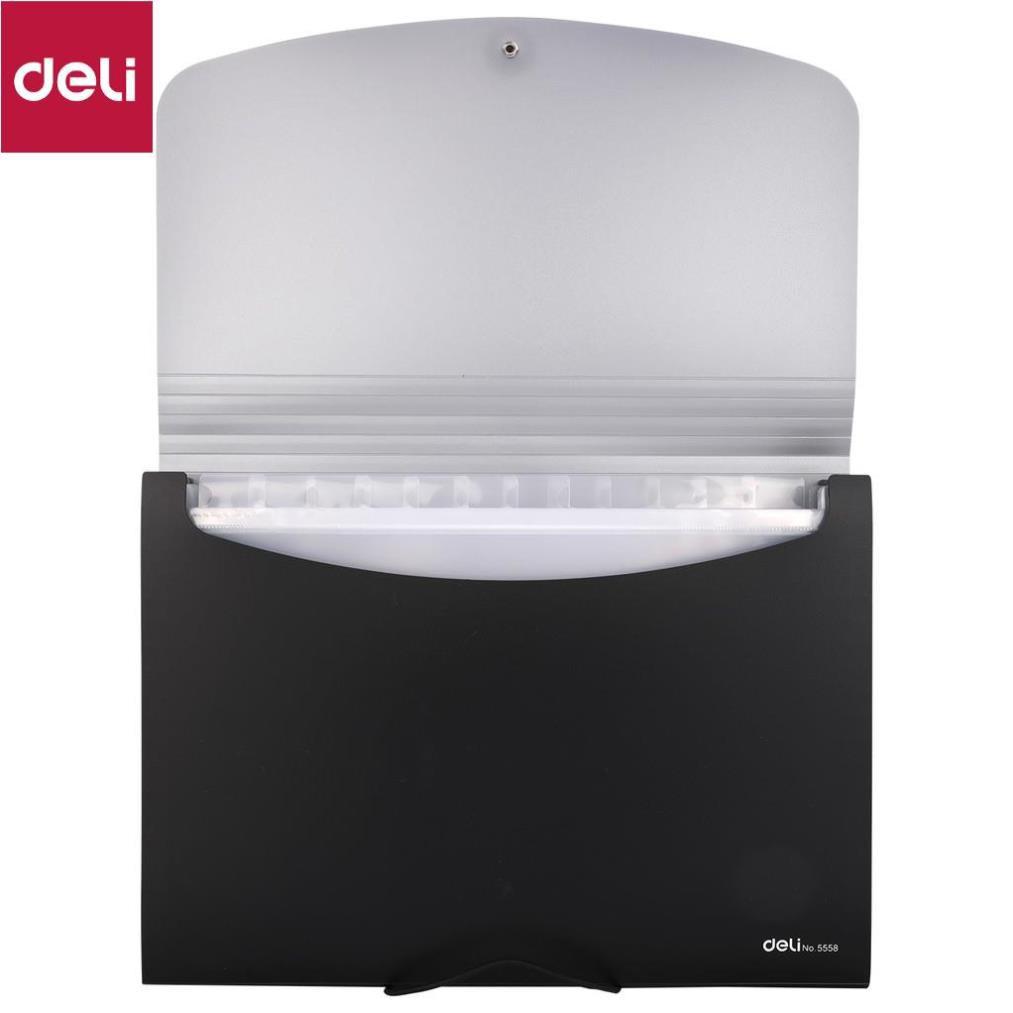Cặp tài liệu A4 13 ngăn Deli - Đen/Xanh dương/Đỏ/Xanh lá - 1 chiếc - E5558