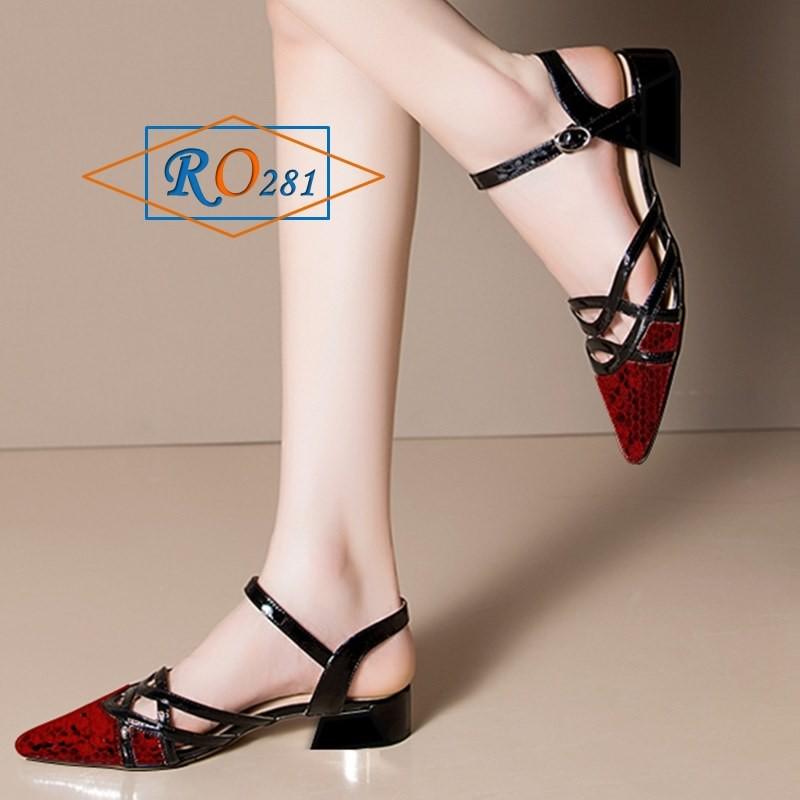 Giày sandal nữ bít mũi, da vân cao cấp ROSATA RO281 3p - trắng- HÀNG VIỆT NAM CHẤT LƯỢNG QUỐC TẾ