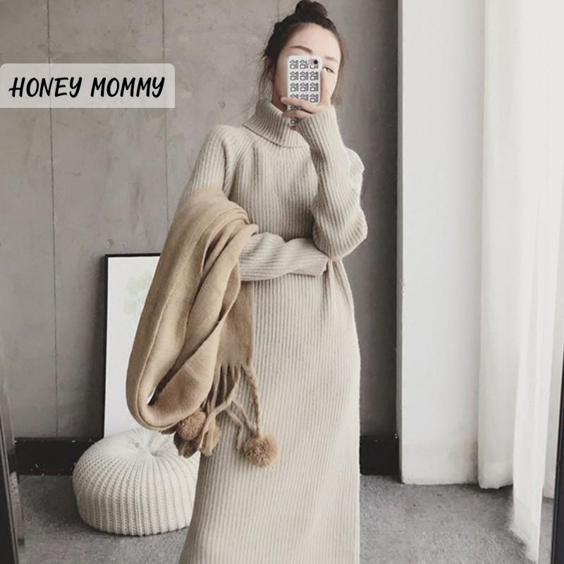 Váy Bầu Len Cao Cổ Thiết Kế Cao Cấp HD4635 Honey Mommy