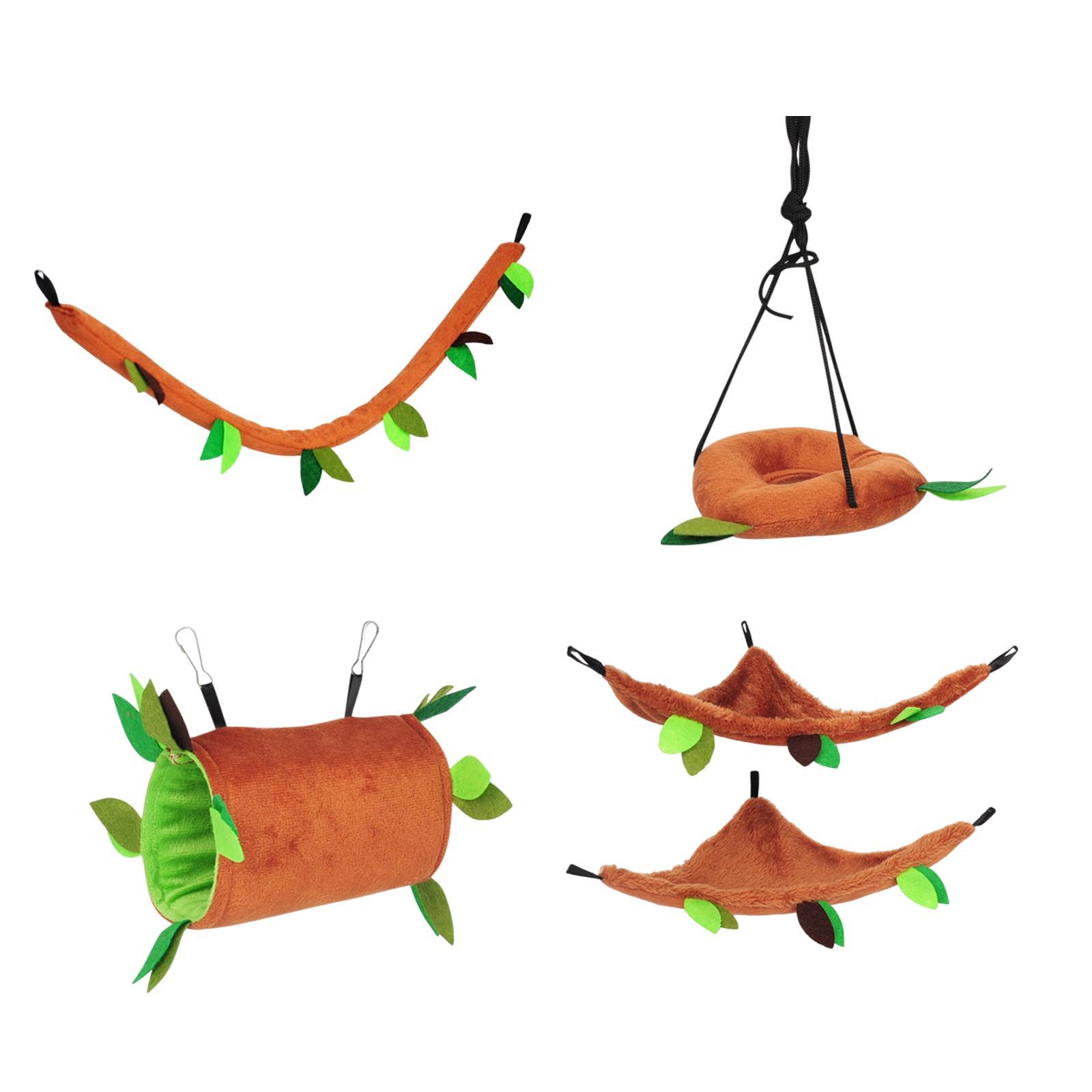 Plush Hamster Hammock Leaf Hanging Tunnel Cage for Ferret Squirrel Parrot