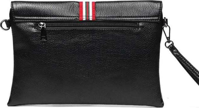 Unisex Fashion Striped Clutch Bag PU Leather - Black
