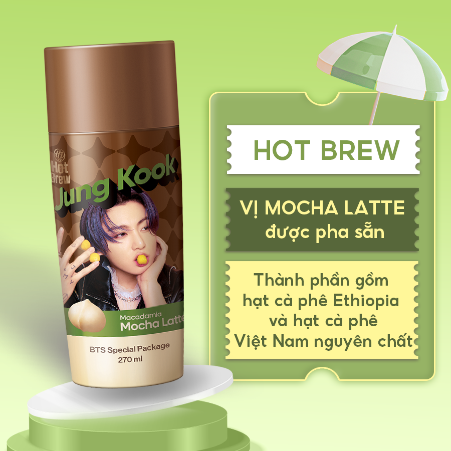 [Combo 7 chai] Cà phê Hot Brew vị Macadamia Mocha Latte Coffee phiên bản BTS - Cafe uống ngay có vị mocha, chocolate - Chai 270ml