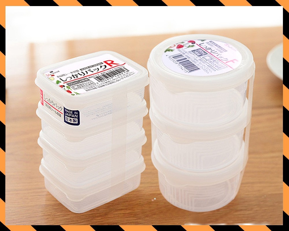 Combo 2 sản phẩm set 04 hộp chia thức 100ml và 70ml, không sản sinh ra các hoạt chất gây hại trong quá trình sử dụng - nội địa Nhật Bản