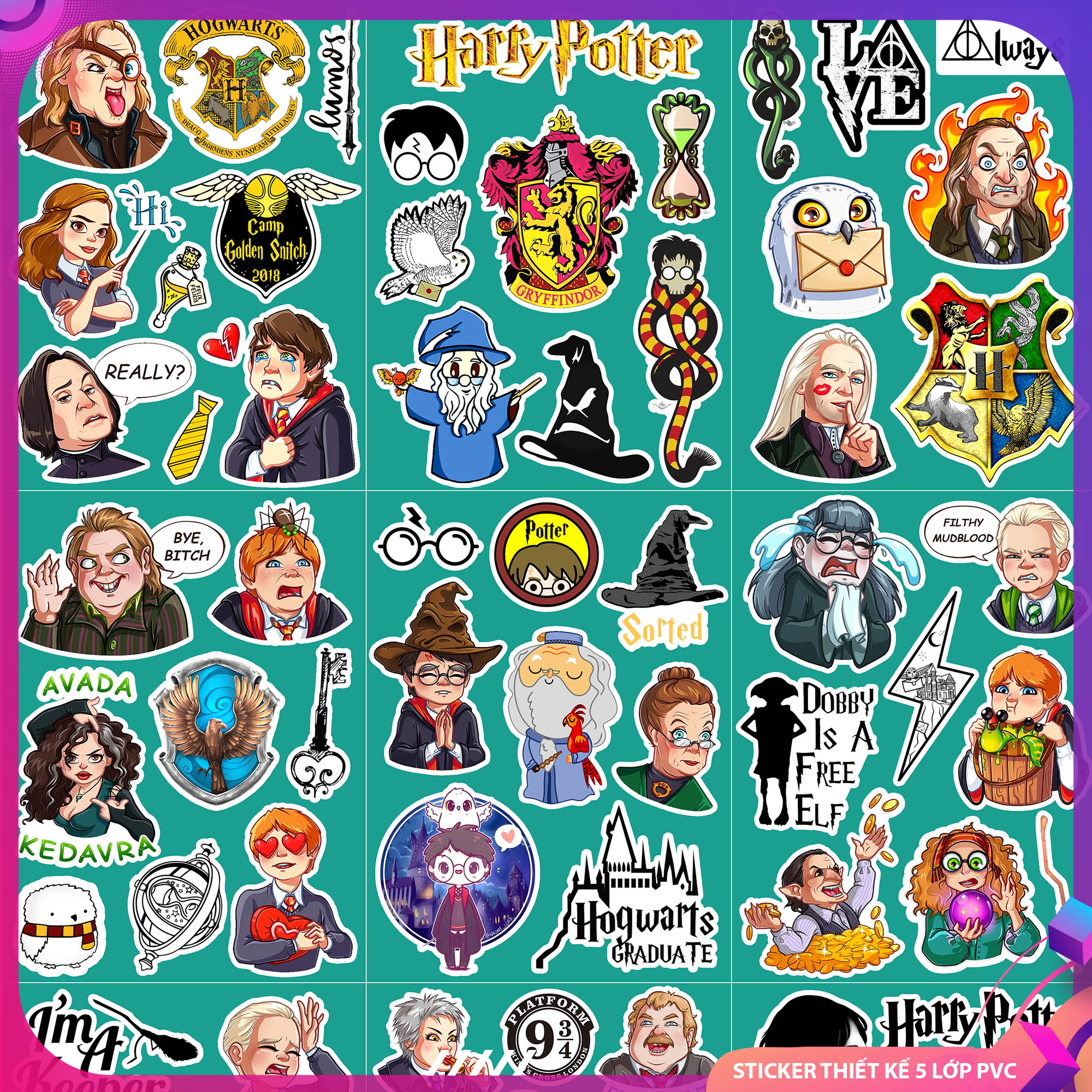 Sticker Chống Nước , Dán Điện Thoại , Dán Laptop , Dán Vali | Chủ Đề HARRY POTTER