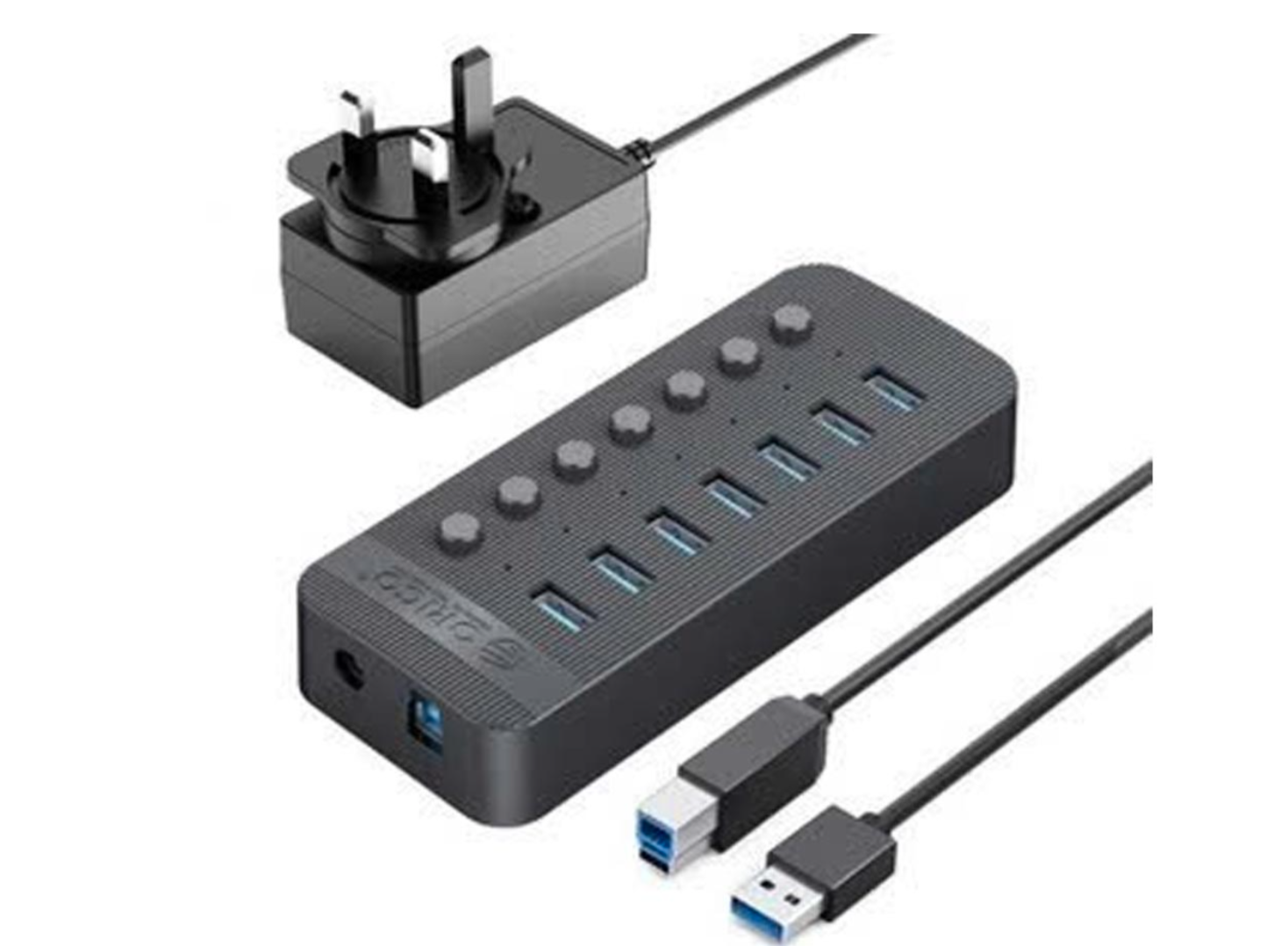 Bộ Chia USB HUB ORICO CT2U3-7AB 7 Cổng USB 3.0 Với Các Cổng Riêng Lẻ- Hàng Chính Hãng