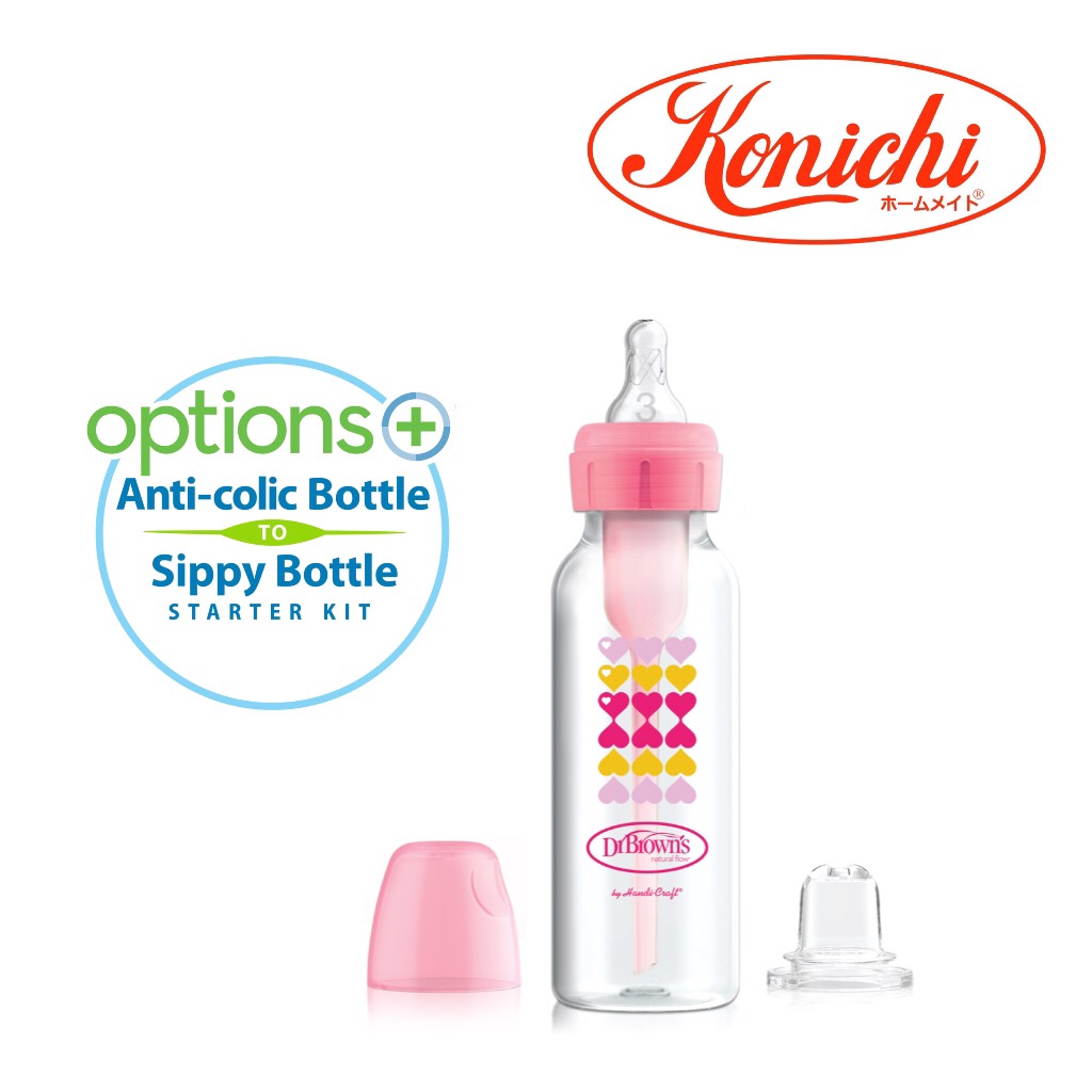 Bình sữa Dr.Brown's cổ thường 250ml nhựa PP Options Plus dòng chuyển đổi 2 giai đoạn