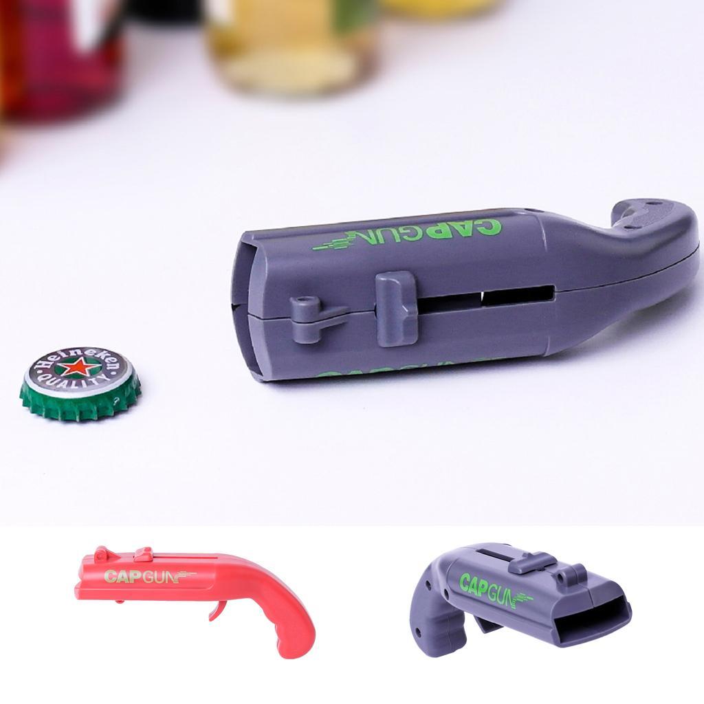 6xCap Beer Bottle Opener Flying Cap Launcher Bar Tool Beer Opener Black