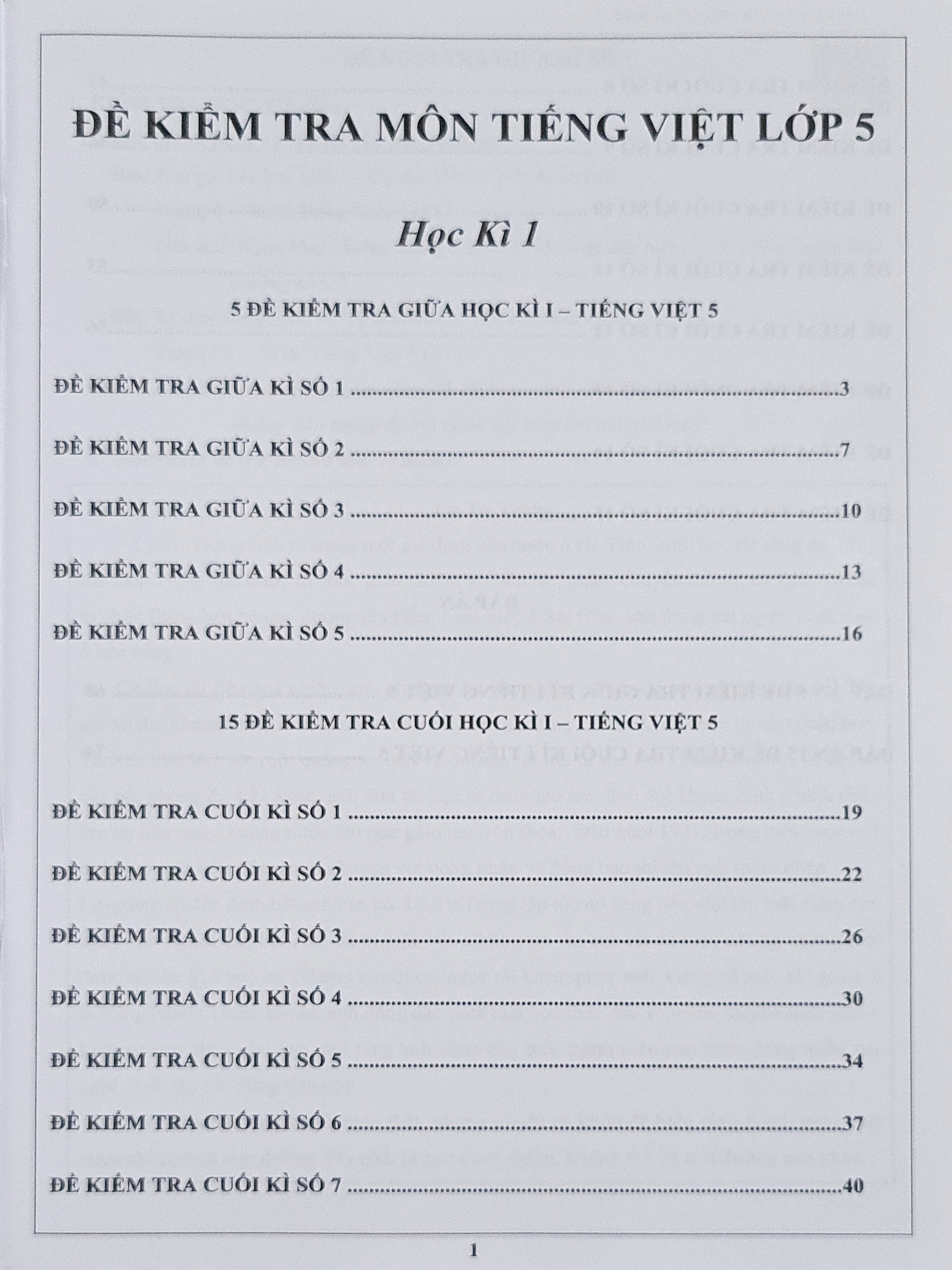 Sách - Đề kiểm tra Tiếng Việt 5 học kì I