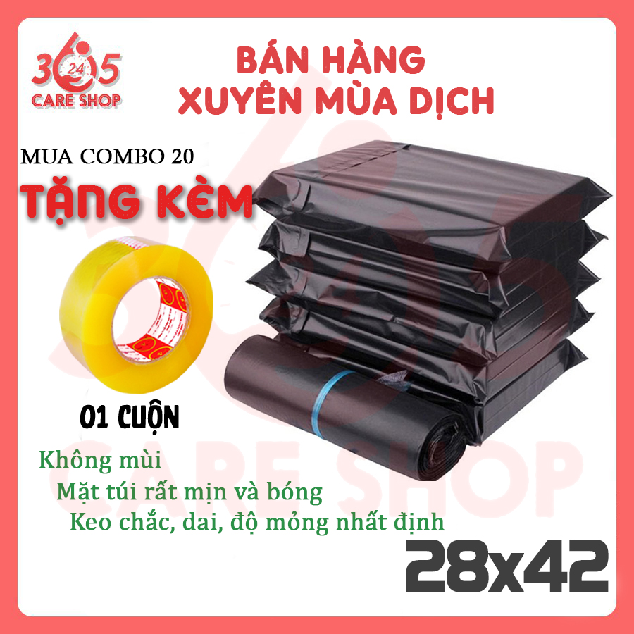 COMBO 20 Túi Đóng Hàng, Túi Đóng Hàng Niêm Phong tự dính Size 28x42cm, Đóng Gói Áo Khoác, Balo - CT25