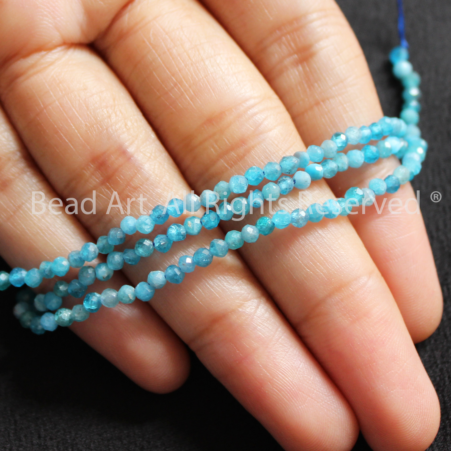 3MM Đá Apatite Xanh Biển Giác Cắt Loại A Tự Nhiên, Thuỷ, Mộc, Đá Phối Vòng Tay Phong Thuỷ, Chuỗi Hạt S50 - Bead Art