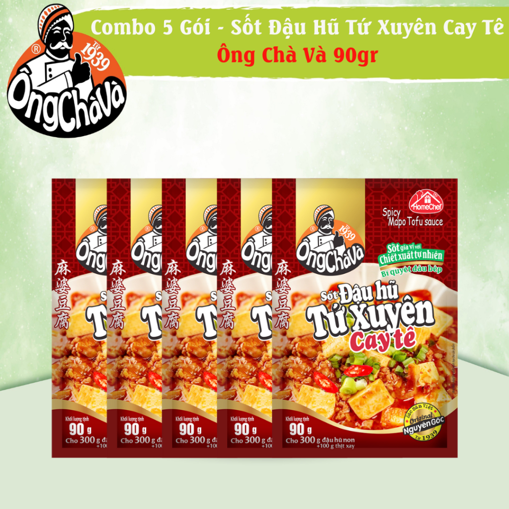 Combo 5 Gói Sốt Đậu Hũ Tứ Xuyên Cay Tê Ông Chà Và 90gr