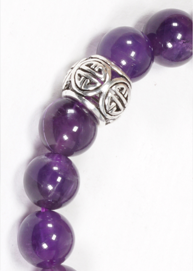 Vòng đá Thạch Anh Tím phối charm bạc Ngọc Quý Gemstones