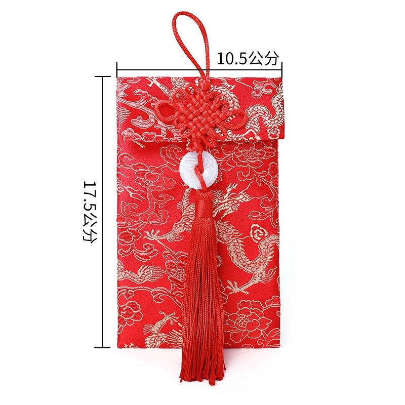 Phong bì màu đỏ họa tiết rồng phượng hoàng phong cách Trung Hoa
