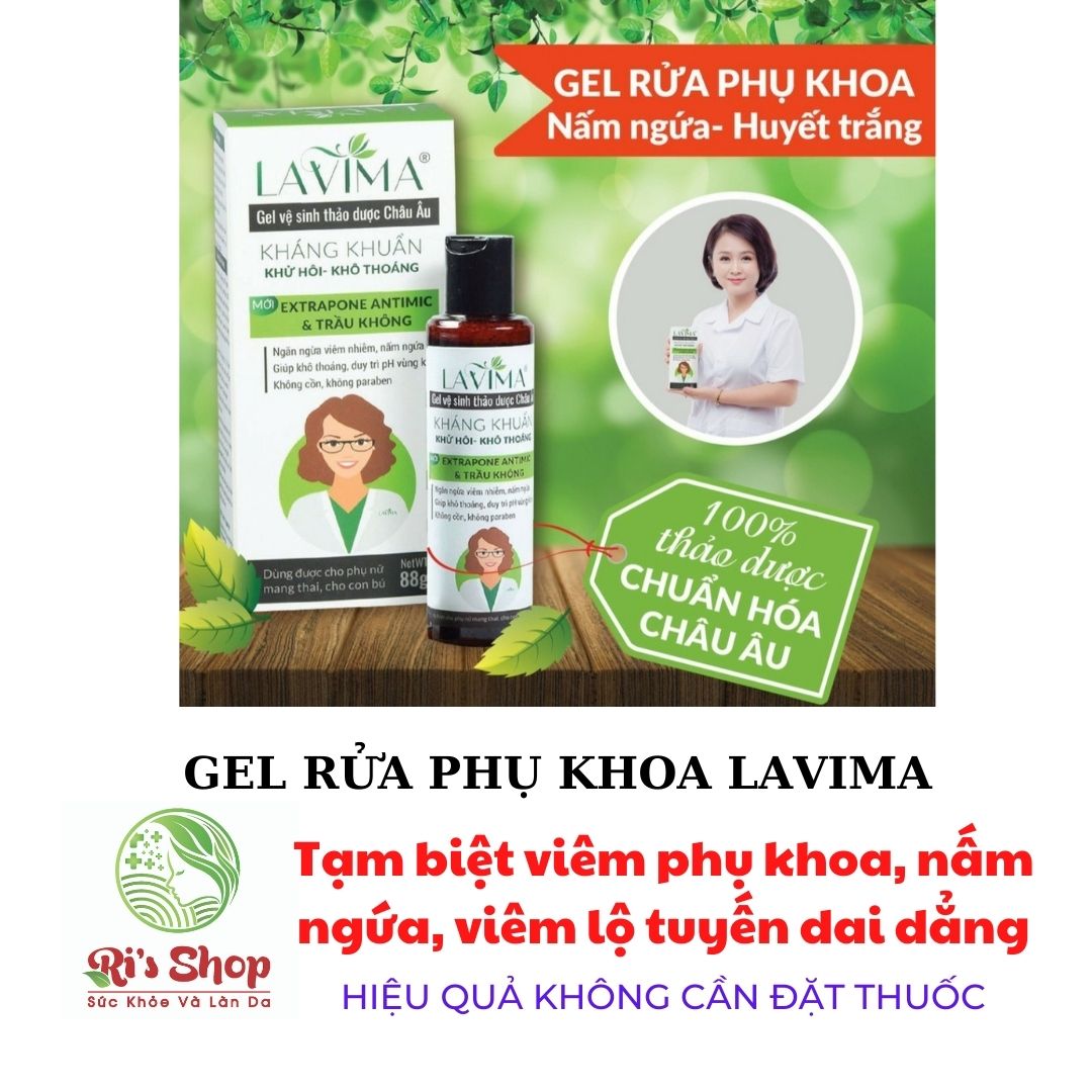 DUNG DỊCH VỆ SINH PHỤ NỮ KHÁNG KHUẨN GEL LAVIMA 100% THẢO DƯỢC TỪ CHÂU ÂU 88gram (MẪU MỚI) - GIÚP LÀM GIẢM VÀ PHÒNG NGỪA VIÊM PHỤ KHOA VÀ CÂN BẰNG ĐỘ PH