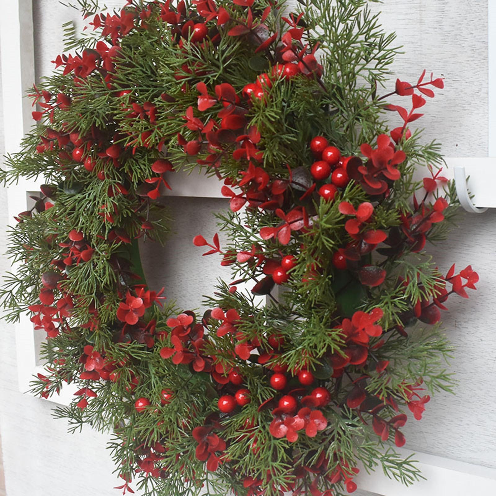 Christmas Wreath Xmas Wreath Indoor Outdoor Holiday Garland Front Door Wreath for Fireplace Bedroom Balcony Dining Room Party