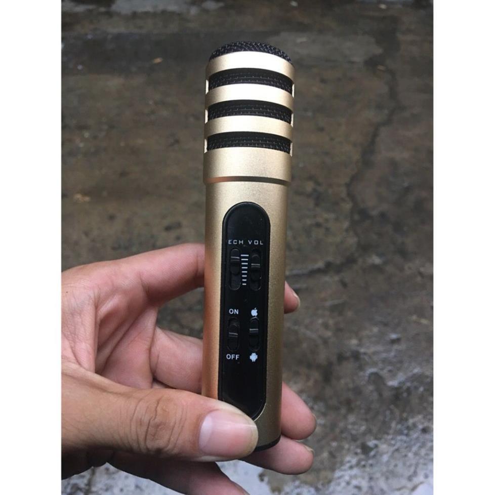 Micro hát karaoke tích hợp live stream C7 cao cấp - cho hiệu ứng âm thanh cực đỉnh, có pin sạc ( tặng kèm 1 tai nghe )